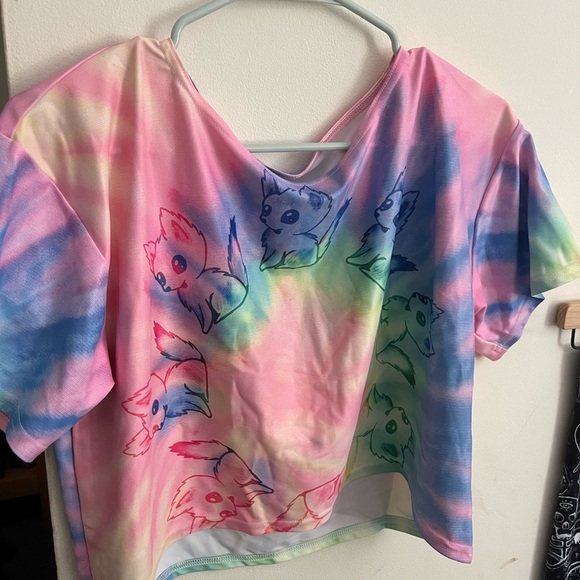 Blackmilk Hyper Fox tye dye rainbow top - Picture 1 of 3